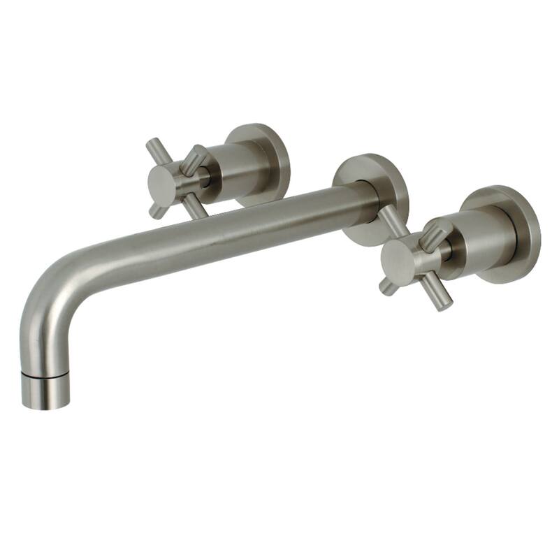 Kingston Brass Concord Wall Mounted Roman Tub Filler with Cross - Brushed Nickel