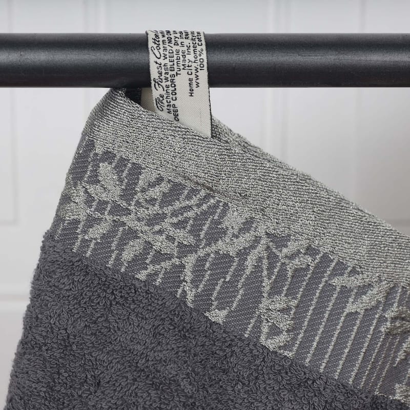 Superior Wisteria Cotton Floral Jacquard Border Bath Towel Set
