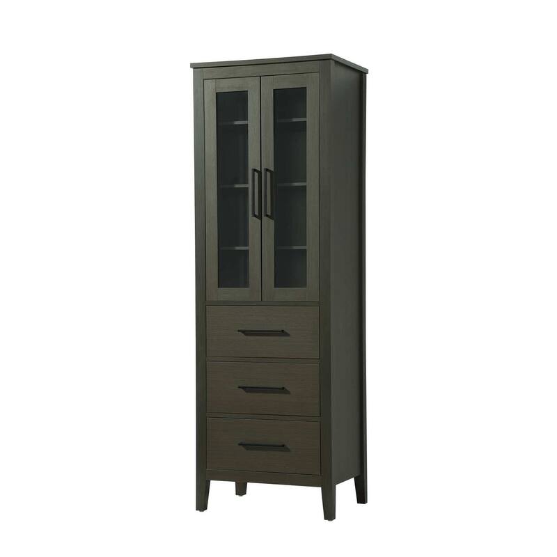 Laura 16-28 Inch Bath Storage Glass Cabinet