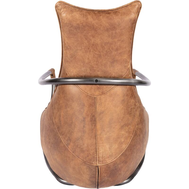 Aurelle Home Pilot Rustic Brown Top-grain Leather Accent Chair