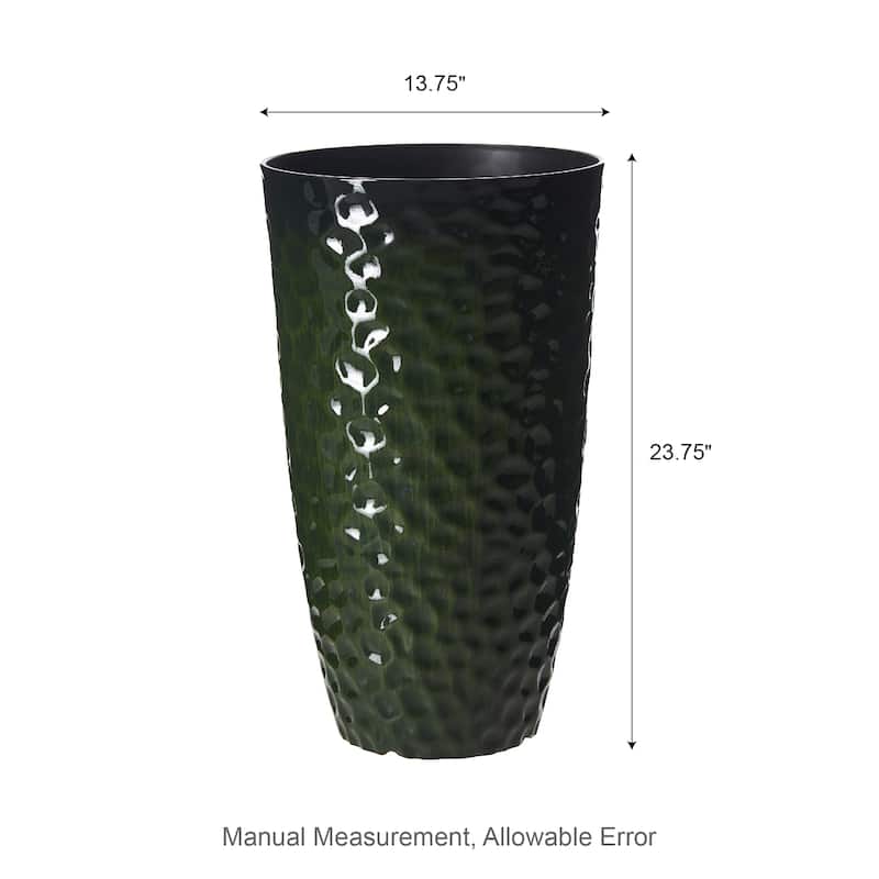 Glitzhome 23.75"H Set of 2 Oversized Eco-Friendly PP and Stone Honeycomb Textured Blue/Green/Red Tall Plastic Planter