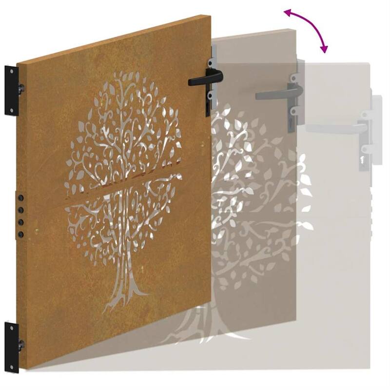 vidaXL Garden Gate Corten Steel Tree Design