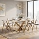 preview thumbnail 40 of 75, Voren Modern Rectangular Dining Table, Sintered Stone/Tempered Glass Top & Stainless Steel Gold Finish Pedestal Base