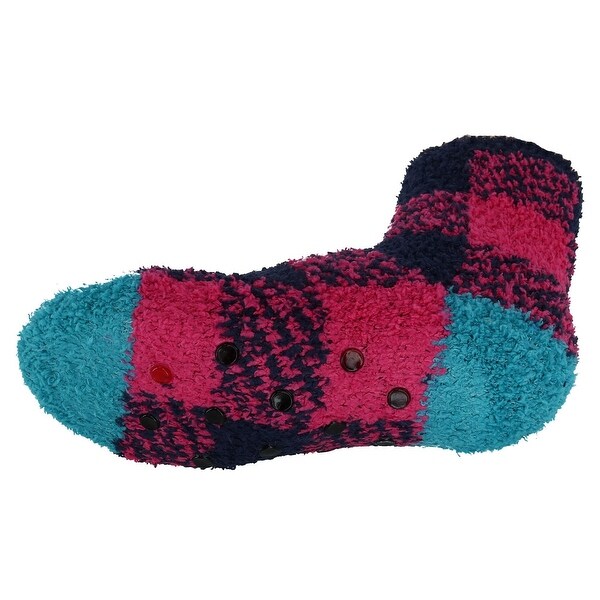 Beverly Hills Polo Club Girls Plaid Slipper Socks