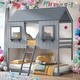 preview thumbnail 1 of 7, Playhouse Design Twin over Twin Wood Bunk Bed with Roof, Window, Guardrail & Ladder, Reliable Safety, Maximized Space, Grey Grey
