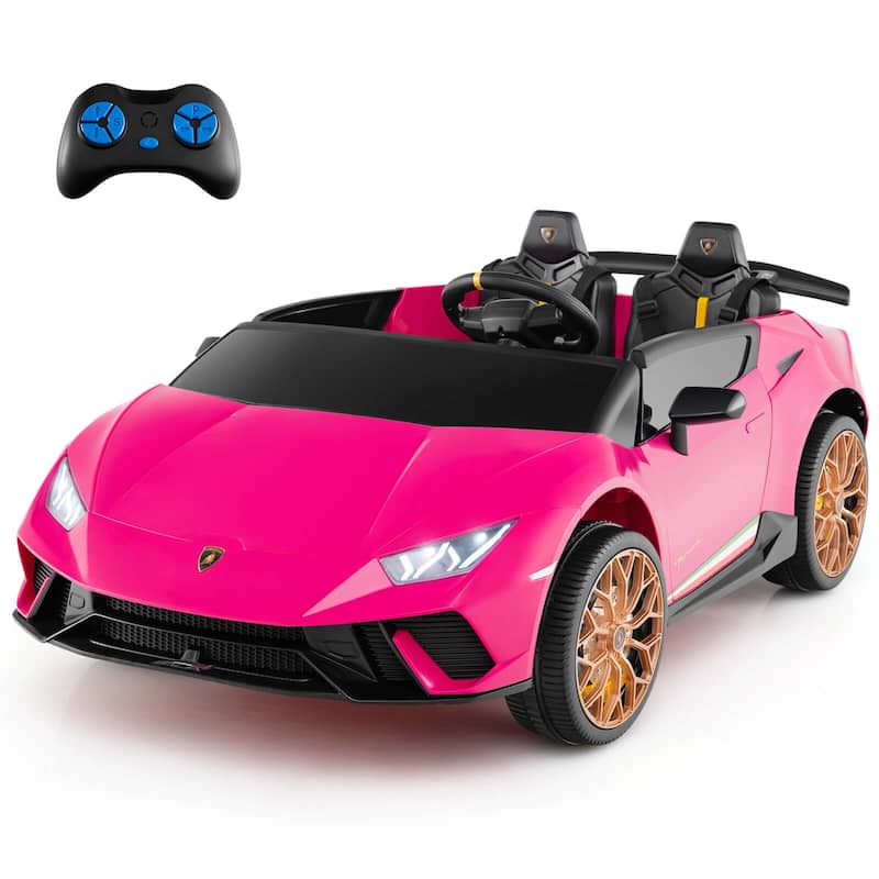 Costway 4WD 2-Seater Ride on Car, Licensed Lamborghini Kids’ Vehicles - See Details - Pink