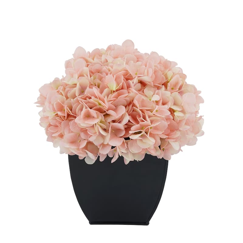 Faux Hydrangea in Black Tapered Zinc Cube