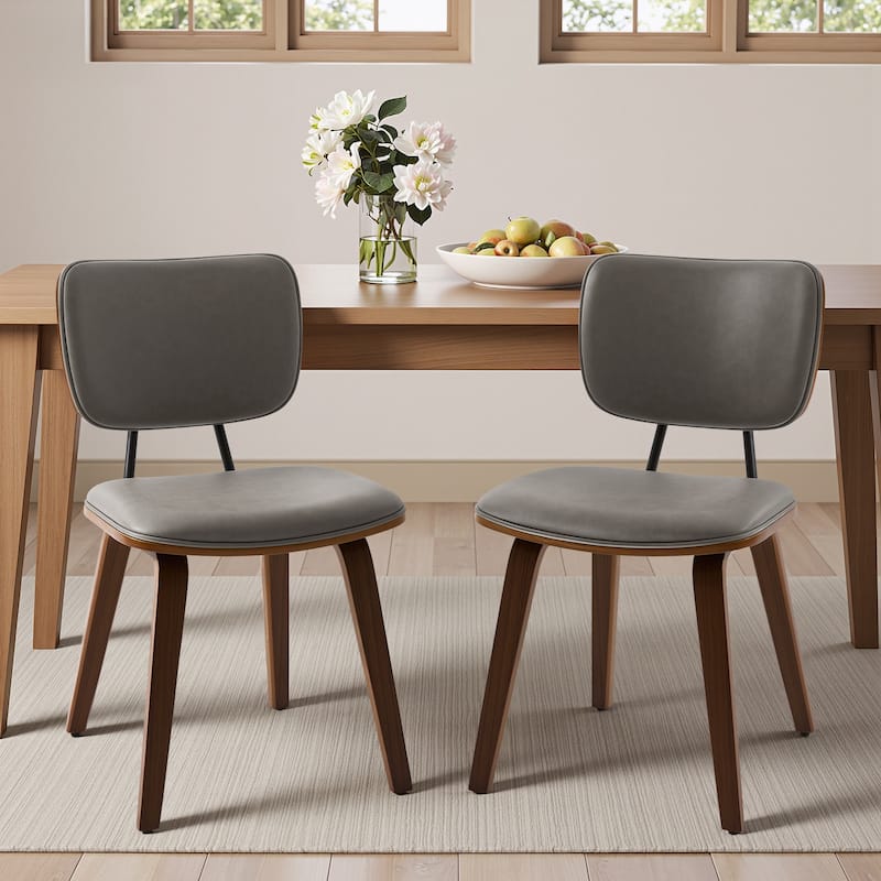 Faux Leather Upholstered Dining Chairs Set of 2/4 with Wood Legs - 32.3"H x 18.5"W x 21.8"D