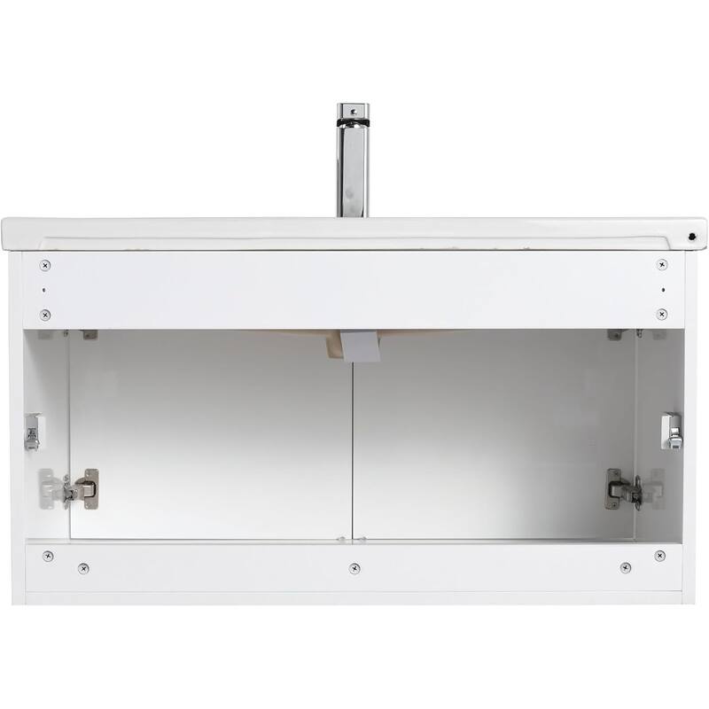Blossom 36" Wall-Mounted Bathroom Vanity with Ceramic Sink, Soft-Close