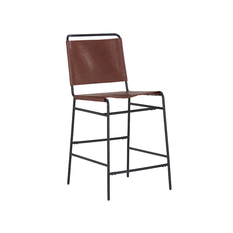 Leffler Metal Faux Leather 25.5-Inch Counter Stool