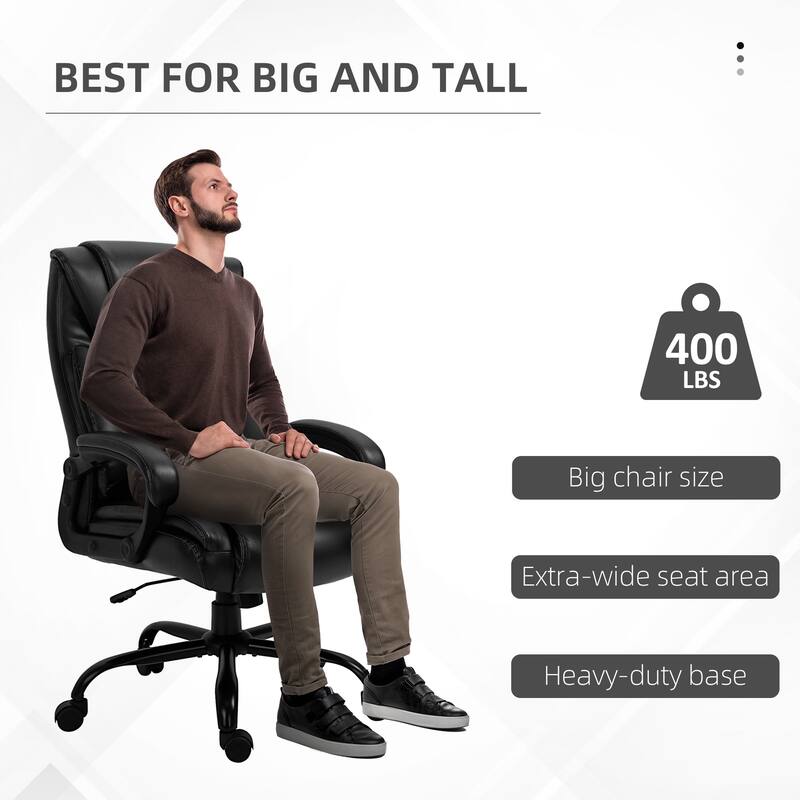 Heavy Duty Big & Tall Executive Desk Chair with 400lbs Capacity, Adjustable Height, Wide Seat & Ergonomic Design