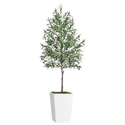 Artificial Olive Tree 7FT with Pot and Moss, Artificial Plants