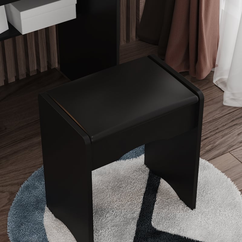 Timechee Makeup Vanity Set with Sliding Lighted Mirror Dressing Table - 33"L x 15.7"W x 52.4"H