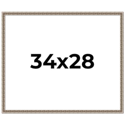 34x28 Frame Silver Versailles Ornate Solid Wood Picture Frame | 1 Inch