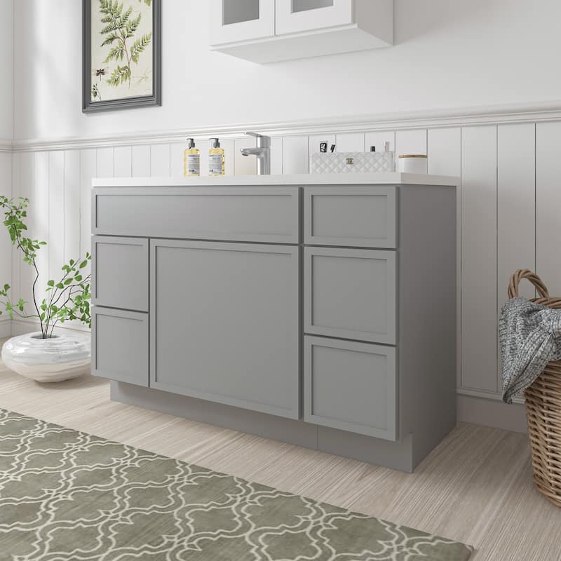 Vanity Art 48" Birch Freestanding Bathroom Vanity Cabinet without Top