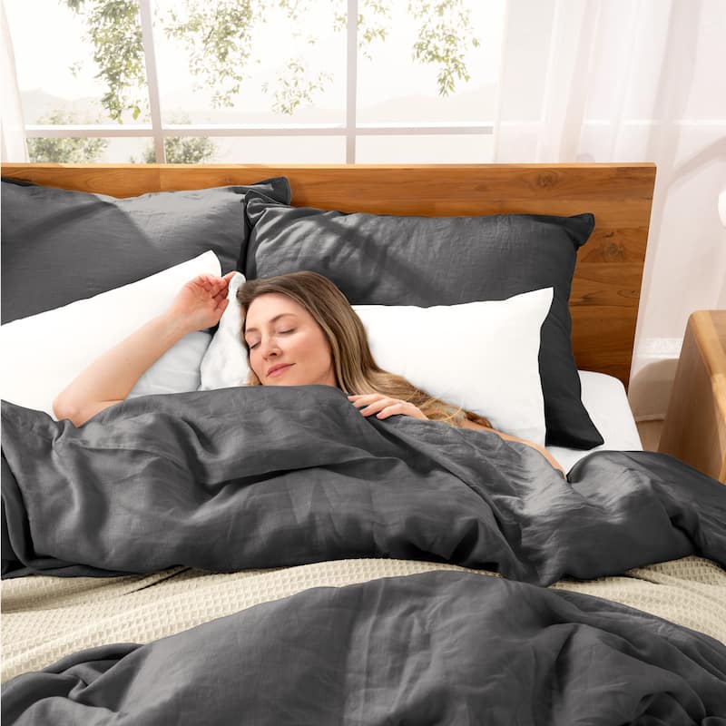 Bare Home Linen Duvet Cover and Sham Set