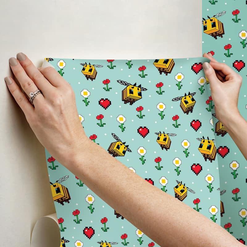 RoomMates Minecraft Busy Bee Peel and Stick Wallpaper