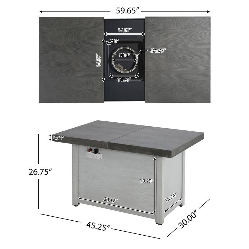 Christopher Knight Home - Locke Extendable Aluminum‑Steel Patio Fire Pit Table