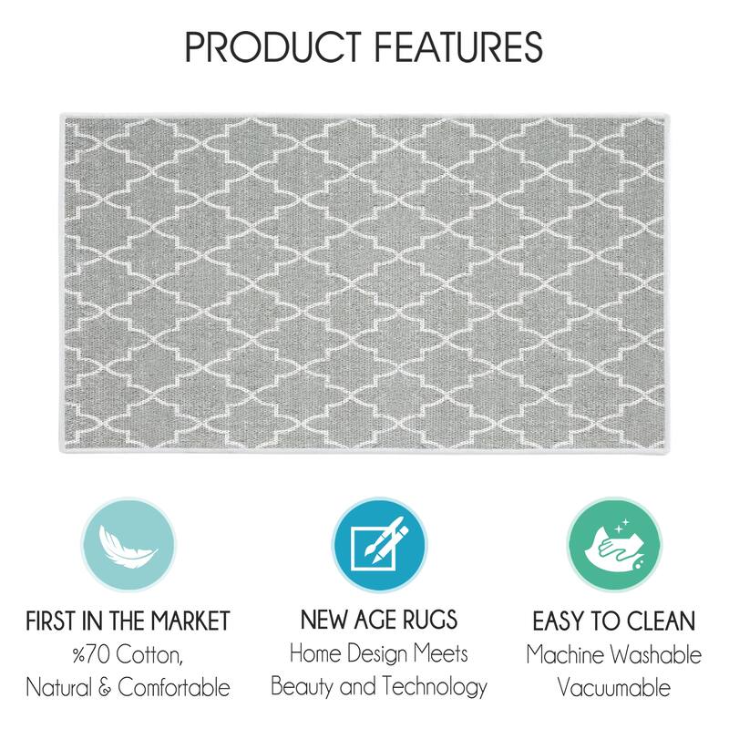 SussexHome Non-Skid Ultra-Thin Area Rugs for Laundry Room, Entryway, Bathroom and Kitchen - Washable Multipurpose Floor Mat