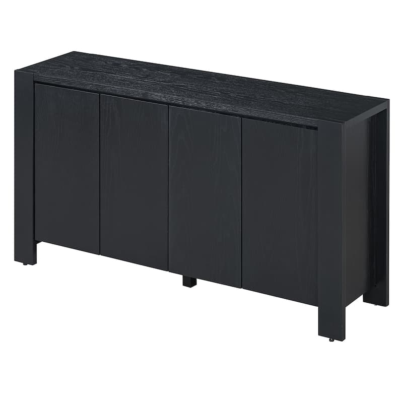 Buffet Cabinet with Storage, 4-Door Retro Wood Sideboard with Distressed Finish and Adjustable Shelves