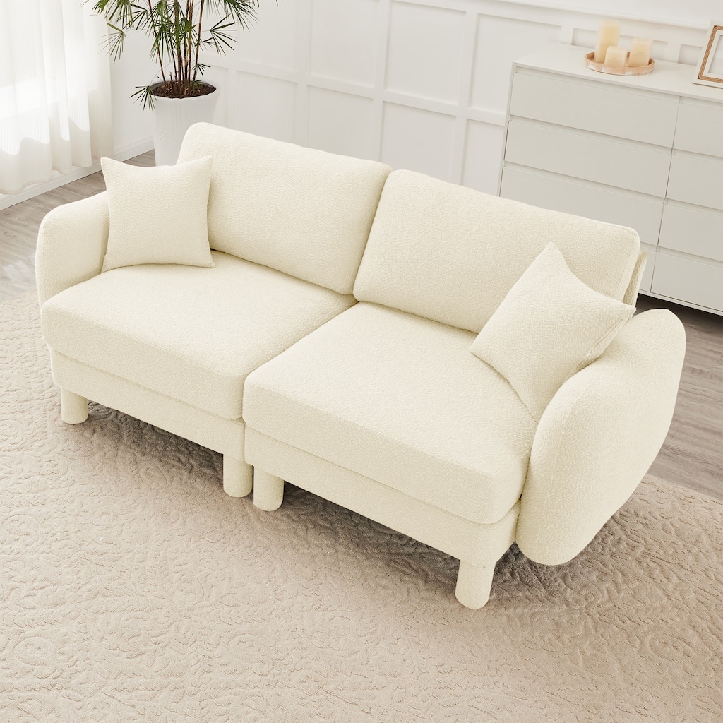 Distinctive Sofa Couch with Shell-Shaped Armrests, 2-seater Loveseat Couch Sofa Couch with Wood Frame