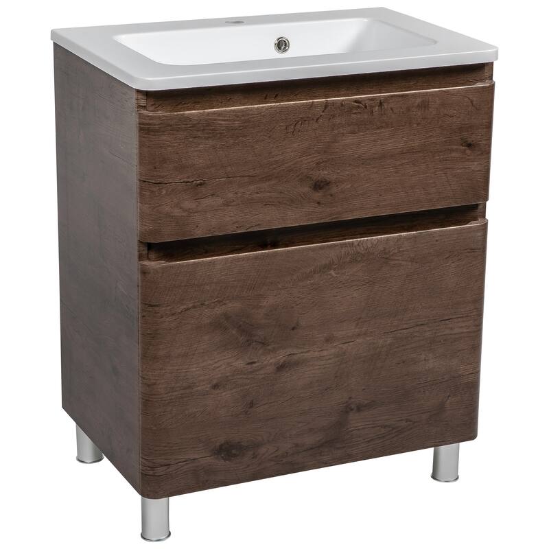 Modern Free Standing Bathroom Vanity with Washbasin | Comfort Collection mirror Diamond 24" included - Rosewood - Matte - 48"