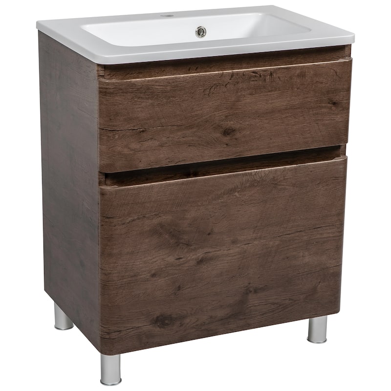 Modern Free Standing Bathroom Vanity with Washbasin | Comfort Collection mirror Omega R-line 40" included - Rosewood - Matte - 28"