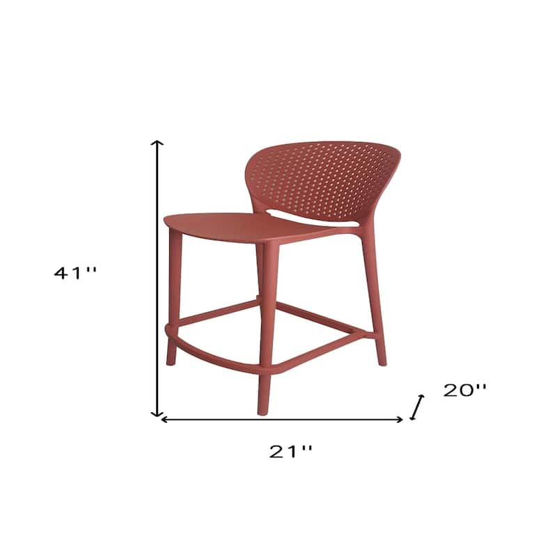 Set of 4 Stackable Plastic Bar Stools with Low Back and Footrest