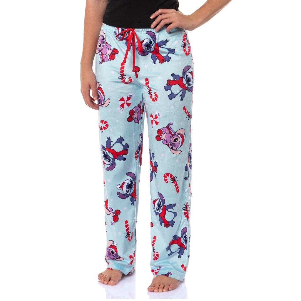 Stitch Pajama Pants Disney Lilo & Stitch Christmas Stitch & Angel Elastic Adult Sleep PJ Loungewear Men Women
