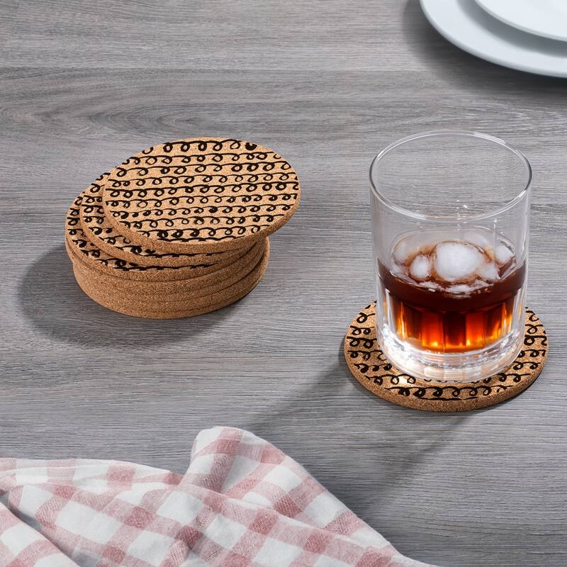Loops 4 Pack Absorbent Cork Coaster Made in The USA 4" Round