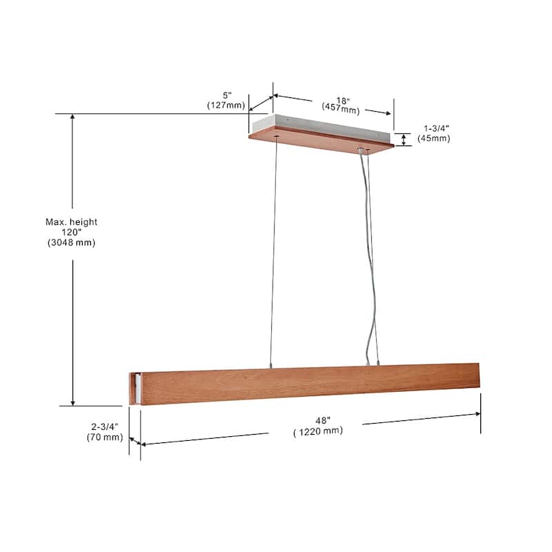 LED 48 inch wood paint linear chandelier