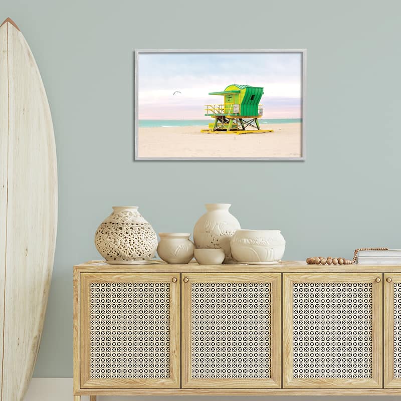 Stupell Lime Green Lifeguard Hut Framed Giclee Art Design By Seven Trees Design
