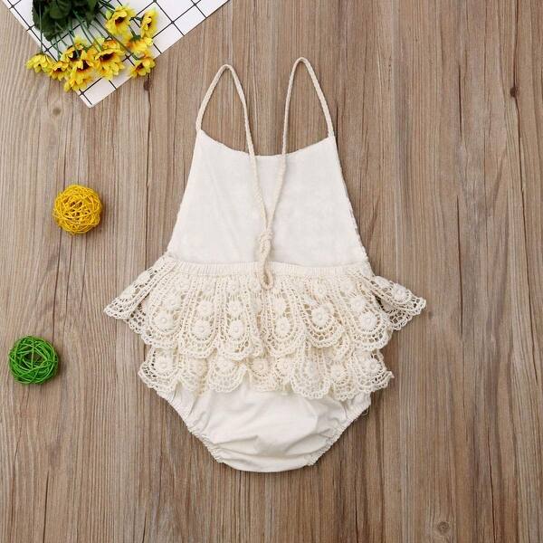 Shop Newborn Infant Baby Girl Clothes Lace Halter Off White Size