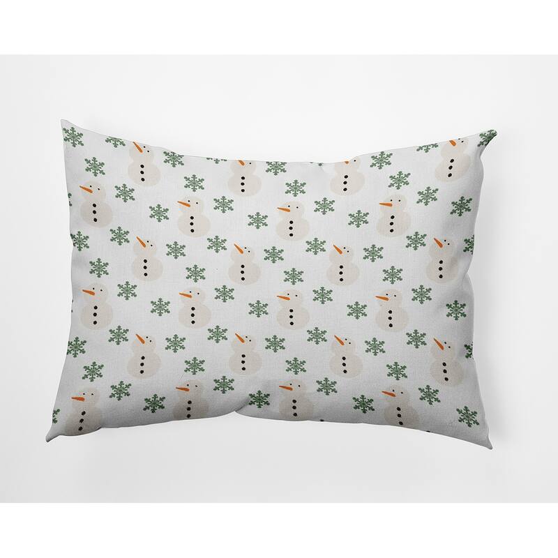 Snow Men In Snowstorm Accent Pillow - 14" x 20" - Succulent Green