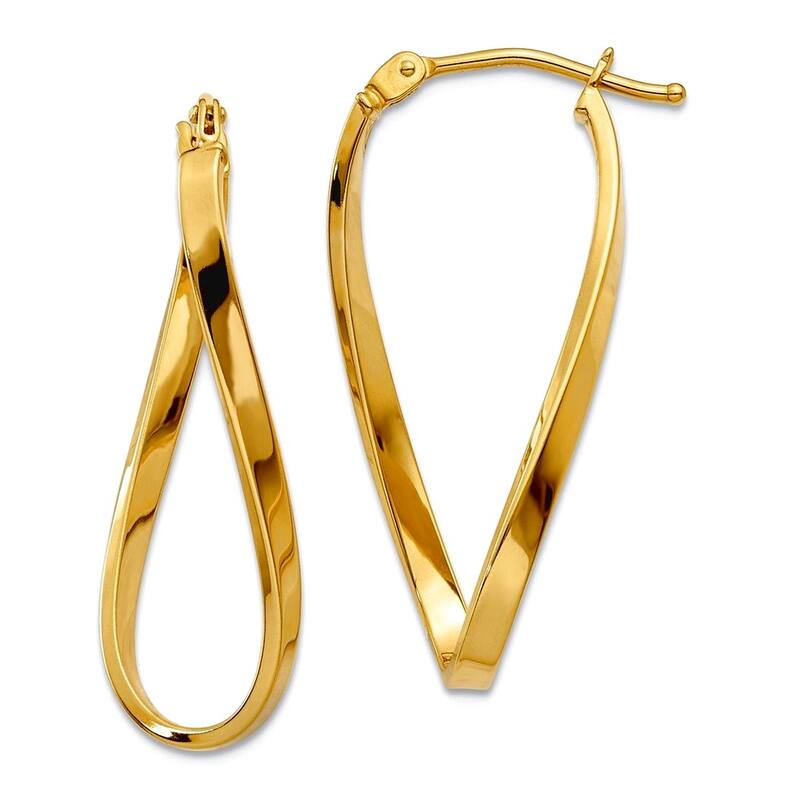 Curata 10k Yellow or White Gold Small 27.6x2.2mm Twisted Earrings - Yellow Gold