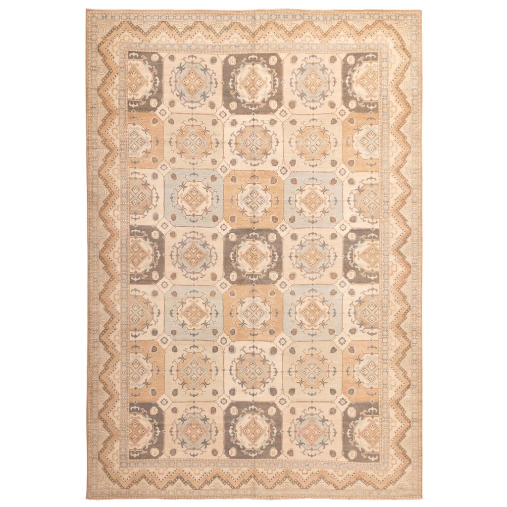 ECARPETGALLERY Hand-knotted Finest Ghazni Beige, Ivory Wool Rug - 9'10 x 14'0