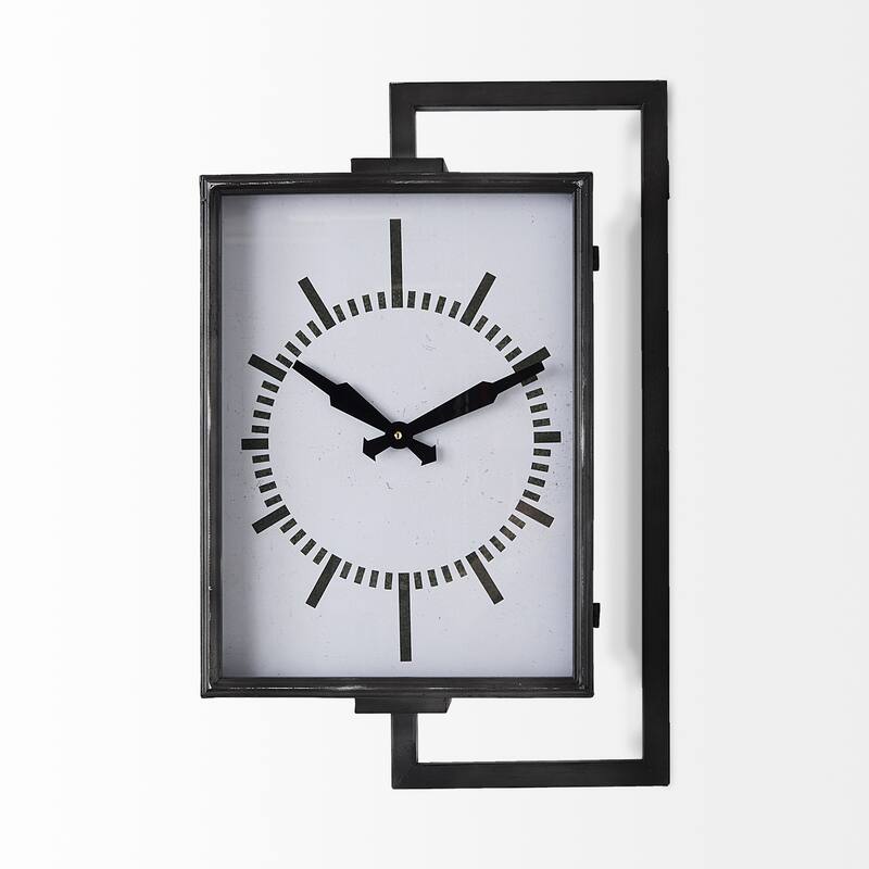 Hagar Dark Grey Metal Rectangular Wall Clock - 14.5"W x 5.1"D x 22"H