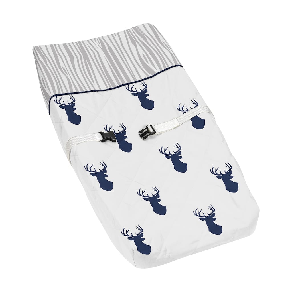 Sweet Jojo Designs Navy and White Woodland Deer Changing Pad Cover