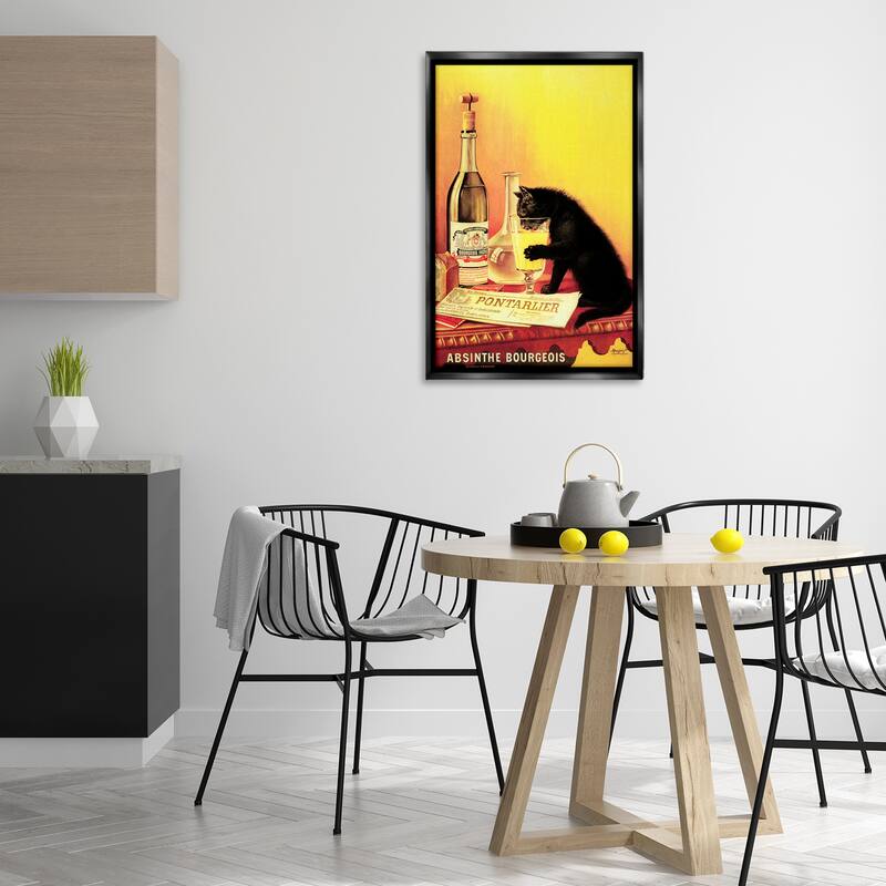 Stupell Vintage Cat & Absinthe Framed Floater Canvas Wall Art Design By Marcus Jules
