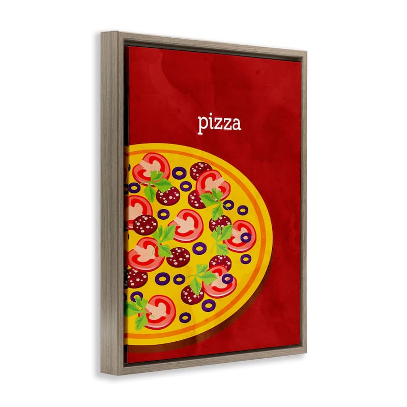 Stupell Tasty Savory Pizza Framed Floater Canvas Wall Art Design By Kim Allen