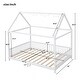 preview thumbnail 11 of 31, Solid Wood House Bed with Guardrail, LED and Roof for Kids, Boys and Girls