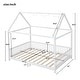preview thumbnail 11 of 14, Wood Full Size House Bed with Guardrail and LED Light, White