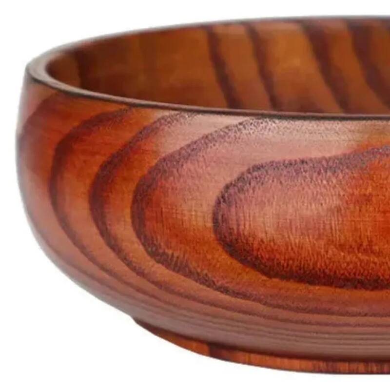 HomeRoots 7" Brown Solid Wood Round Serving Bowl - 6.70 in. x 2.95 in. x 7.08 in.