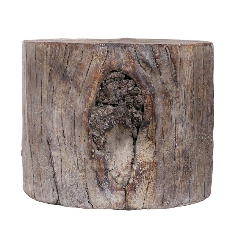 Carbon Loft Dogwood Antique Square Tree Stump Cement Stool