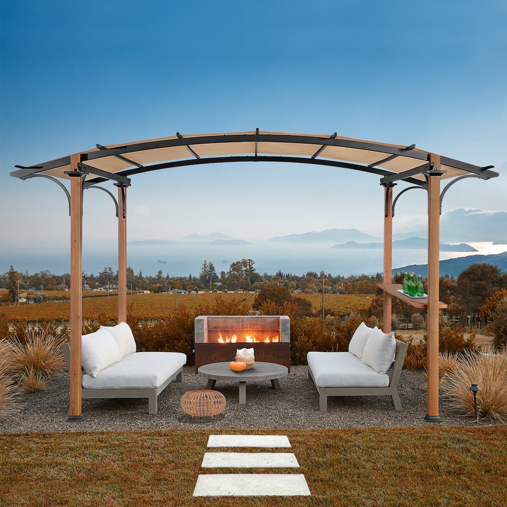 Cozywor 8.5 ft. x 13 ft. Outdoor Patio Metal Pergola with Shade Canopy
