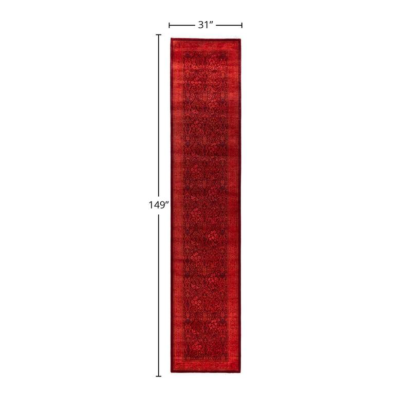 Contemporary Overdyed Wool Hand Knotted Runner - 2' 7" x 12' 5"