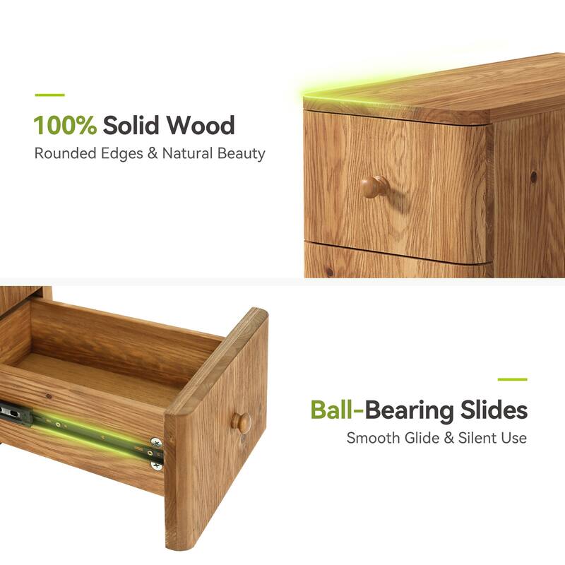 Solid Wood End Table with 3 Drawers