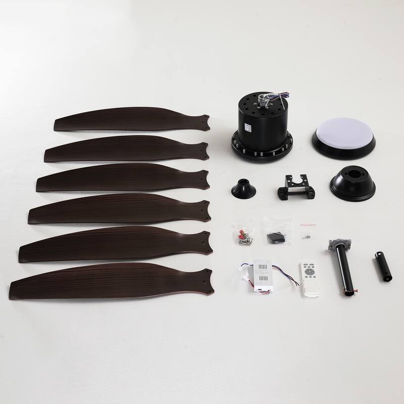 56 Inch Ceiling Fan with Light, 6 ABS Blades, 3-Color 18W LED, Reversible DC Motor, 6 Speeds, Remote, Indoor Outdoor