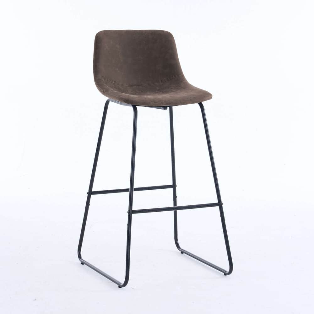 Faux Shearling Counter Height Bar Stools Set of 2, Upholstered Bar Stools with Footrest