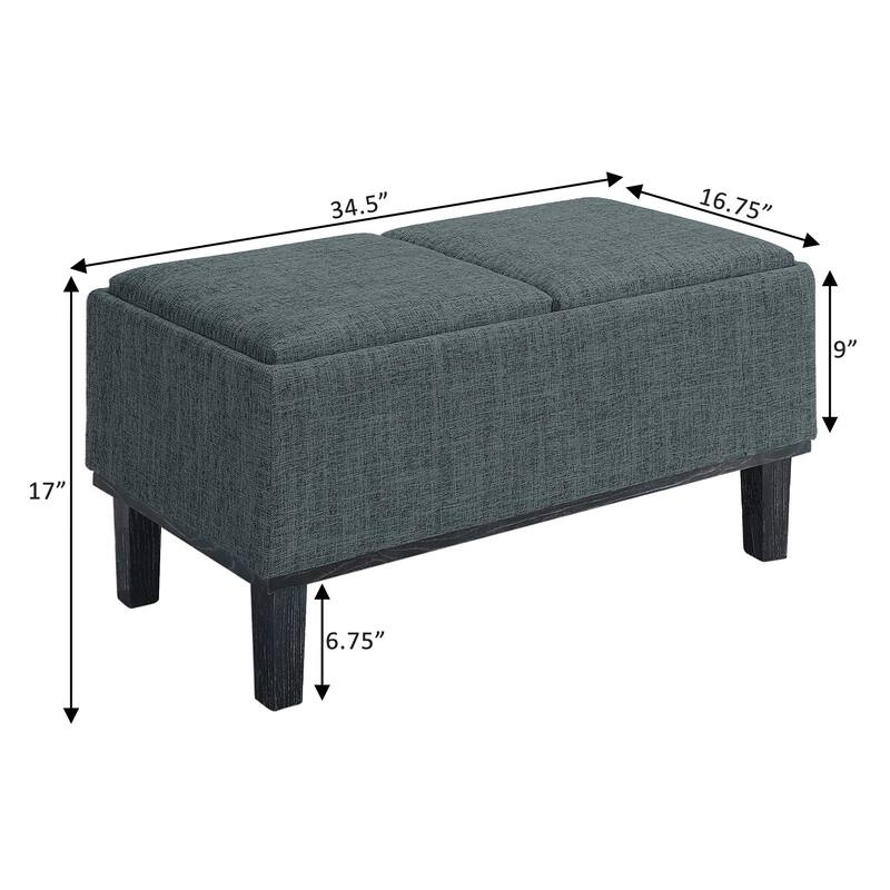 Convenience Concepts Designs4Comfort Brentwood Storage Ottoman with Reversible Trays